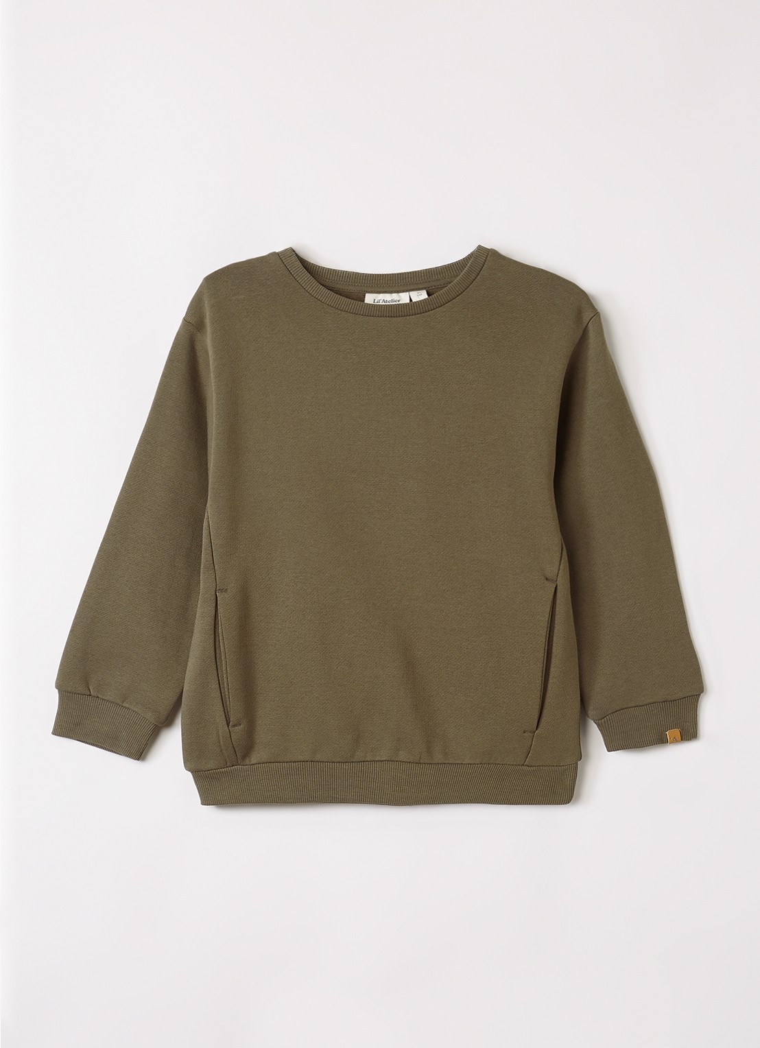 Lil 'Atelier NMMKilano sweater met ronde hals - voorkant mosgroen