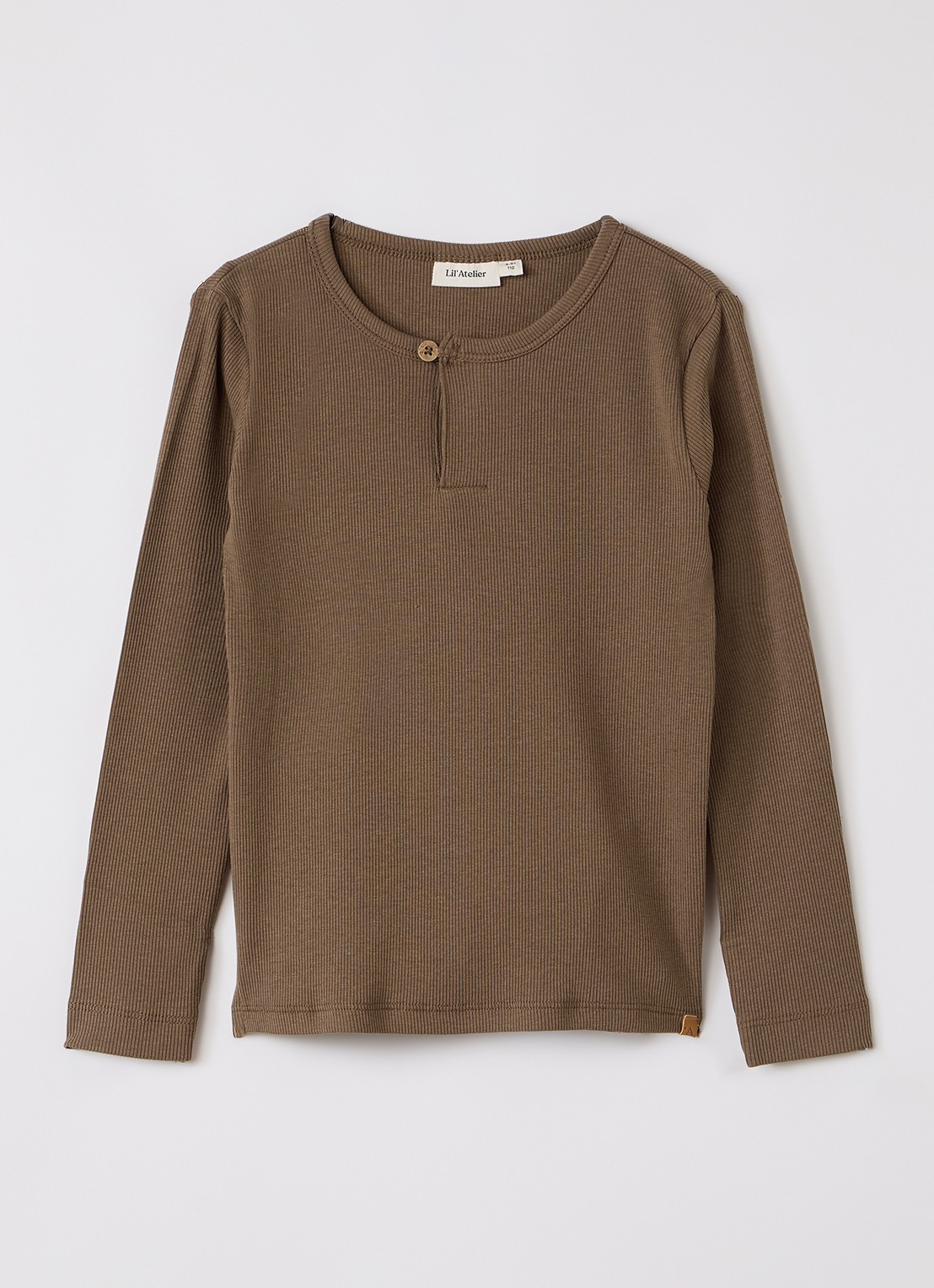 Lil 'Atelier NMMLago longsleeve met ribstructuur - voorkant olijfgroen