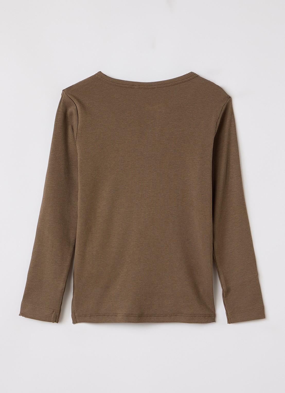 Lil 'Atelier NMMLago longsleeve met ribstructuur - voorkant 2 olijfgroen