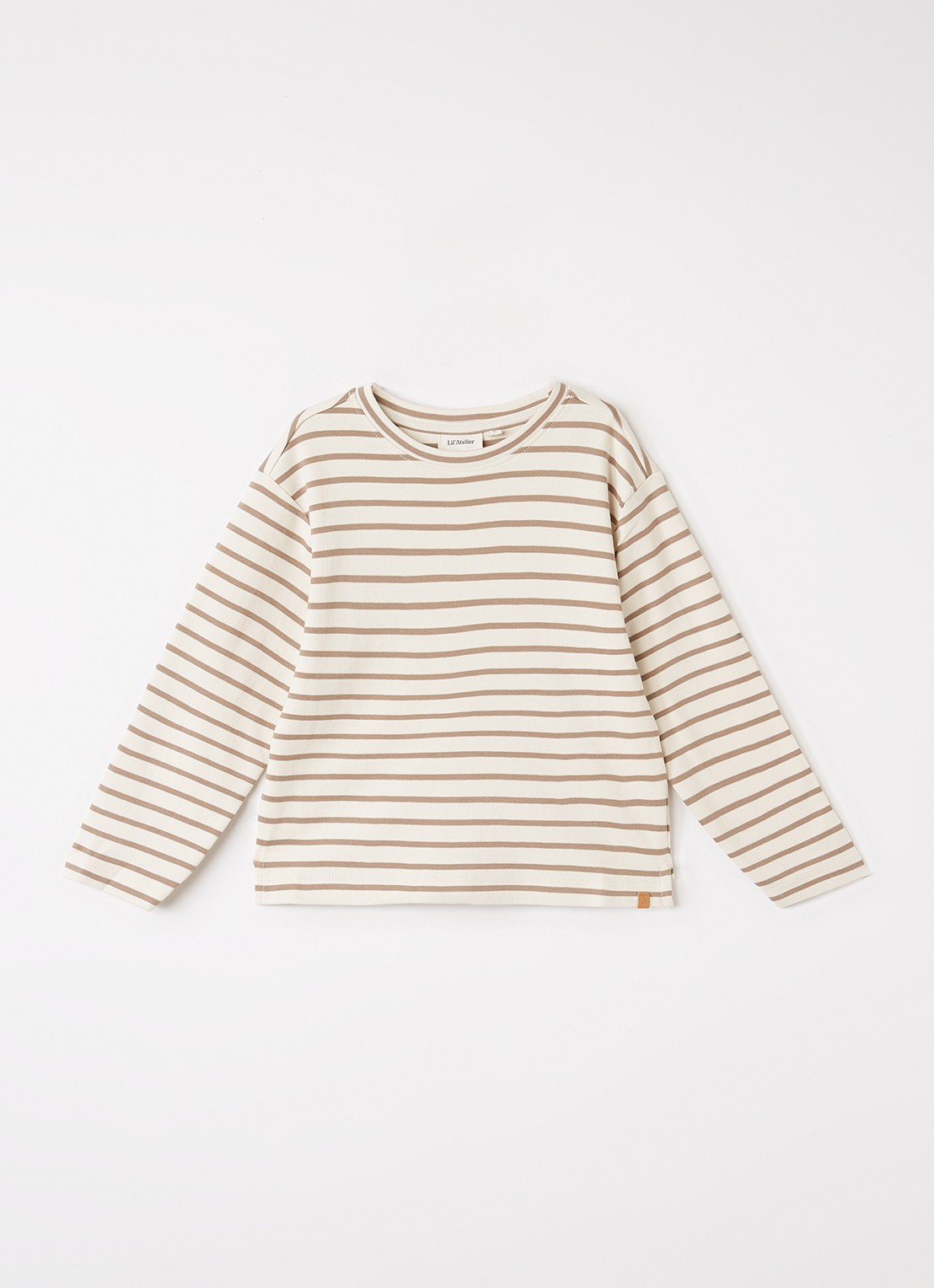 Lil 'Atelier NMMLimia longsleeve met streepprint - voorkant 2 beige