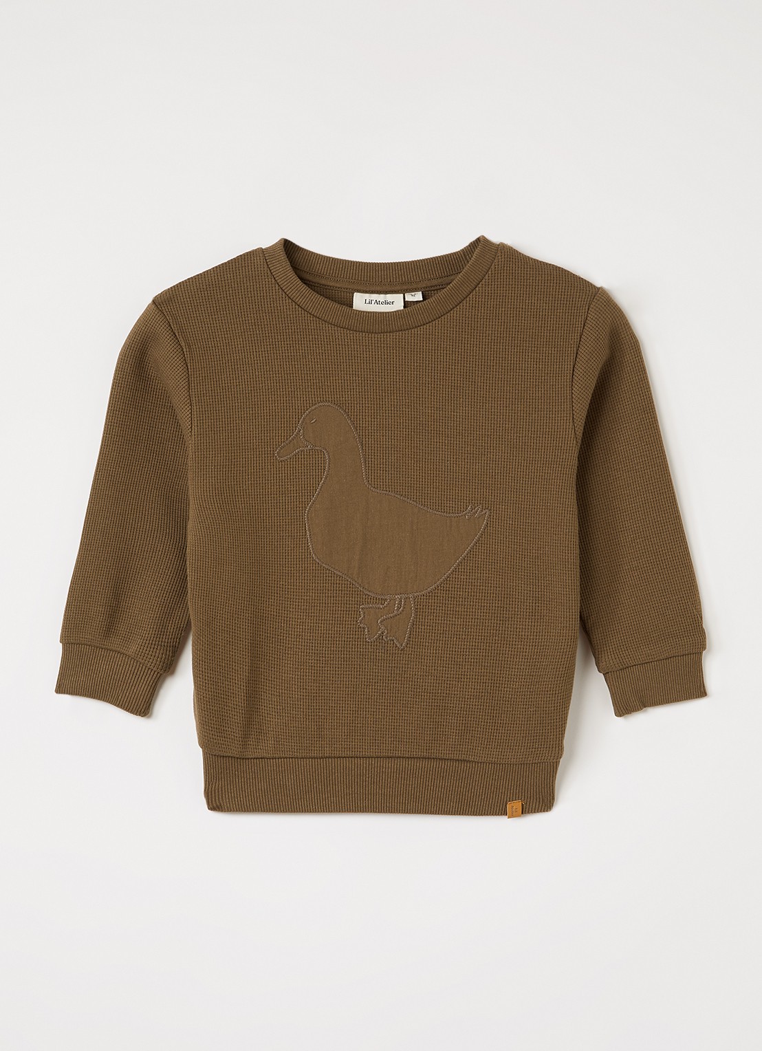 Lil 'Atelier NMMNaffel sweater met structuur en borduring - voorkant cognac