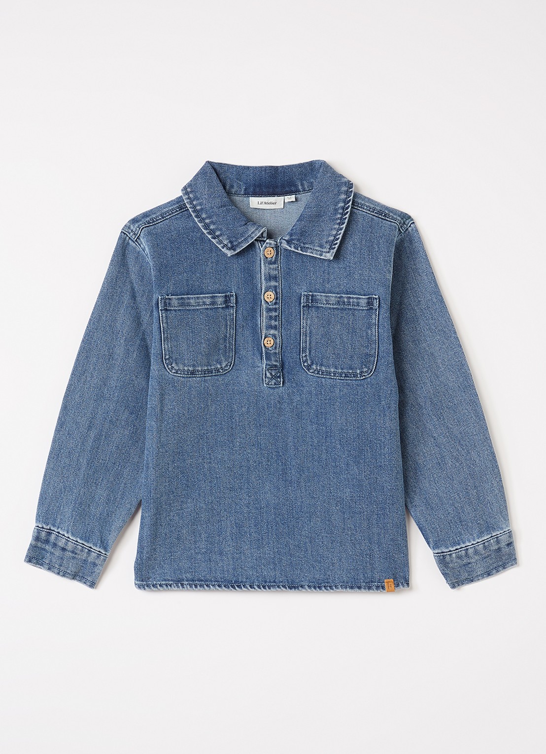Lil 'Atelier NMMobello blouse van denim - voorkant indigo