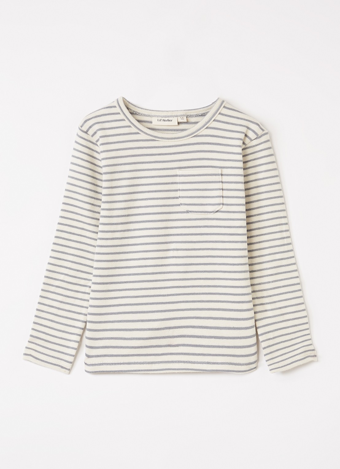 Lil 'Atelier NMMThoro longsleeve met streepprint - voorkant gebroken wit