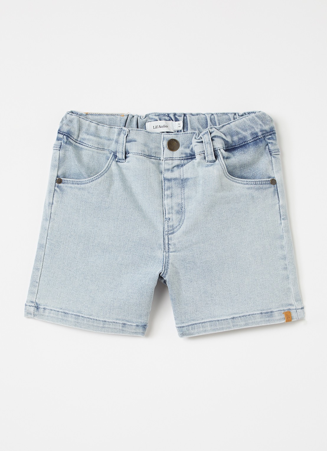 Lil 'Atelier NMNFrances straight leg korte broek van denim - voorkant 2 indigo