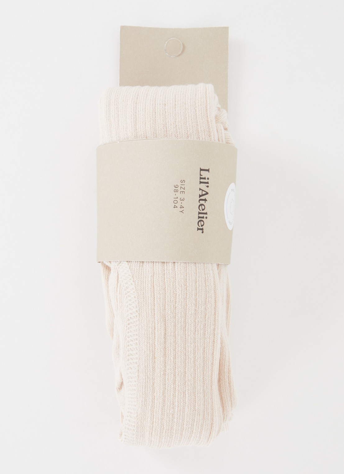 Lil 'Atelier NMNILSO Lil Noos ribgebreide maillot in  katoenblend - voorkant 2 beige