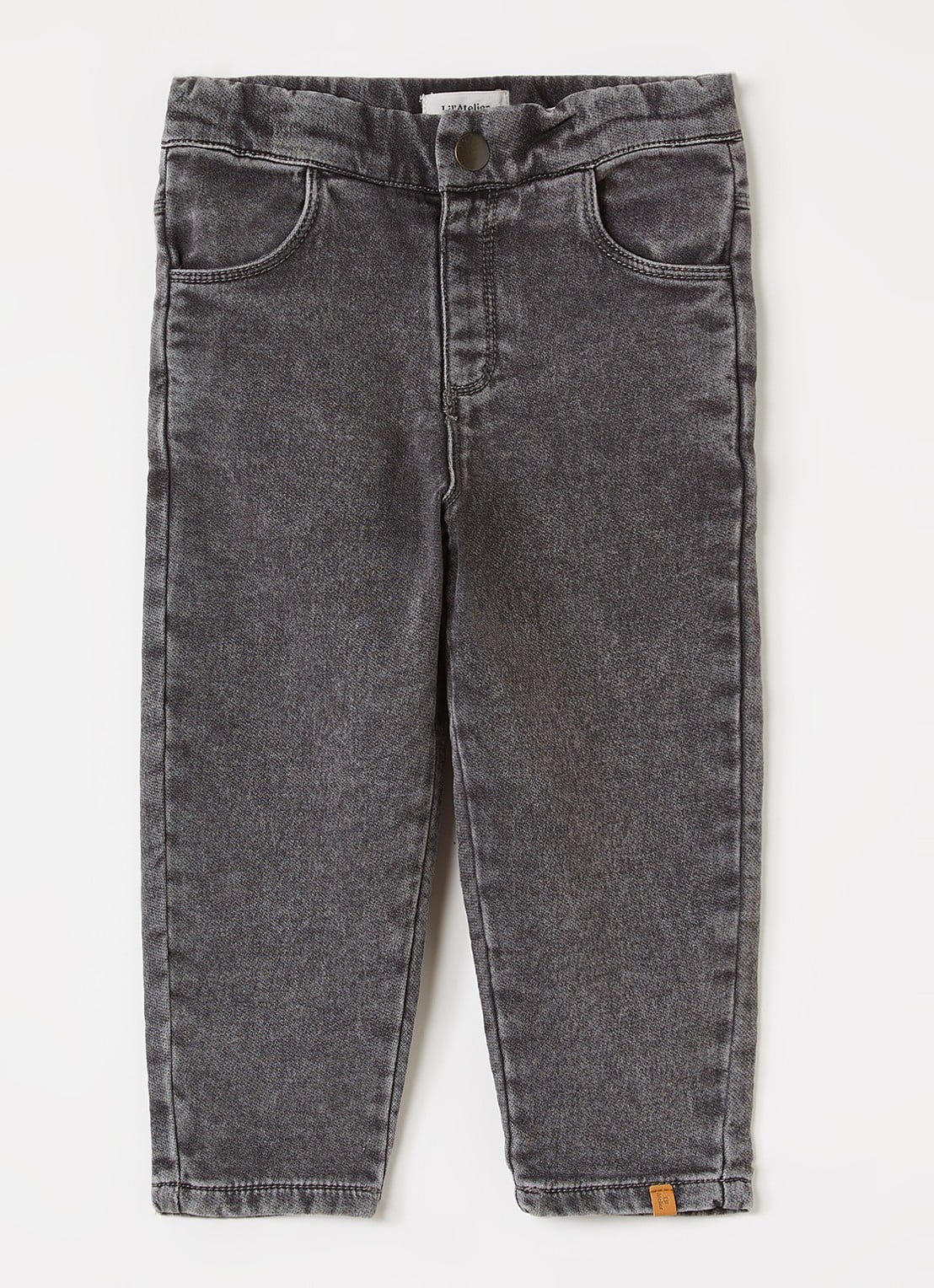 Lil 'Atelier NMNLulia loose fit jeans met gekleurde wassing - voorkant middengrijs