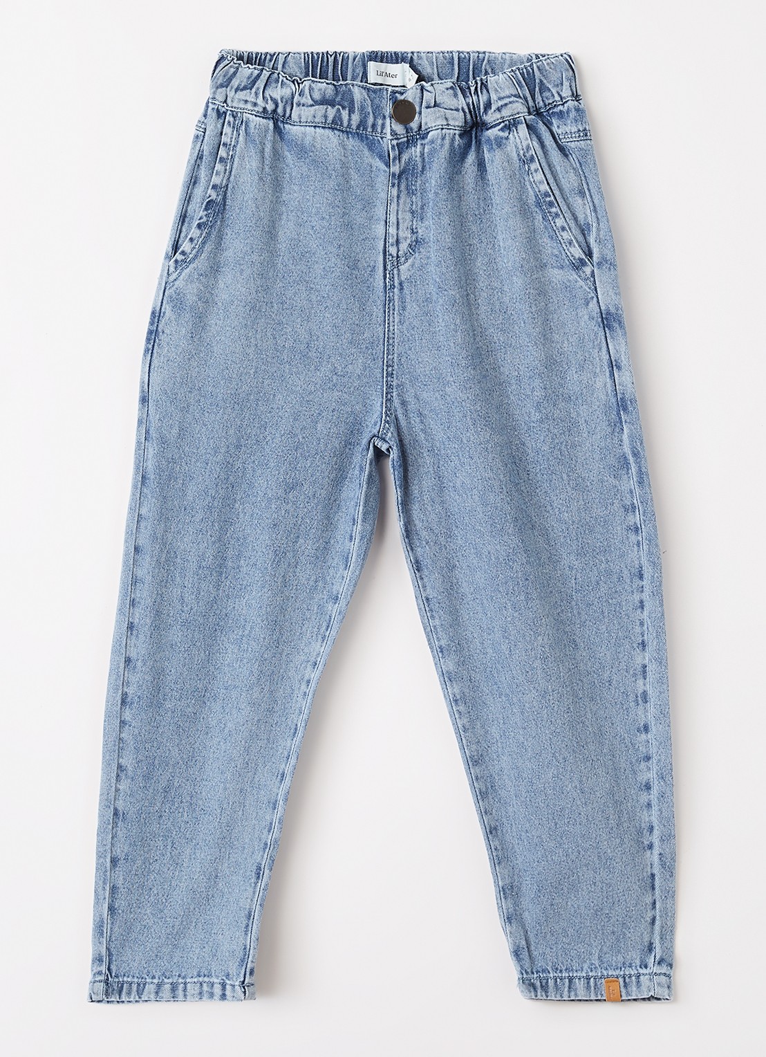 Lil 'Atelier NMNTaya loose fit jeans met medium wassing - voorkant indigo