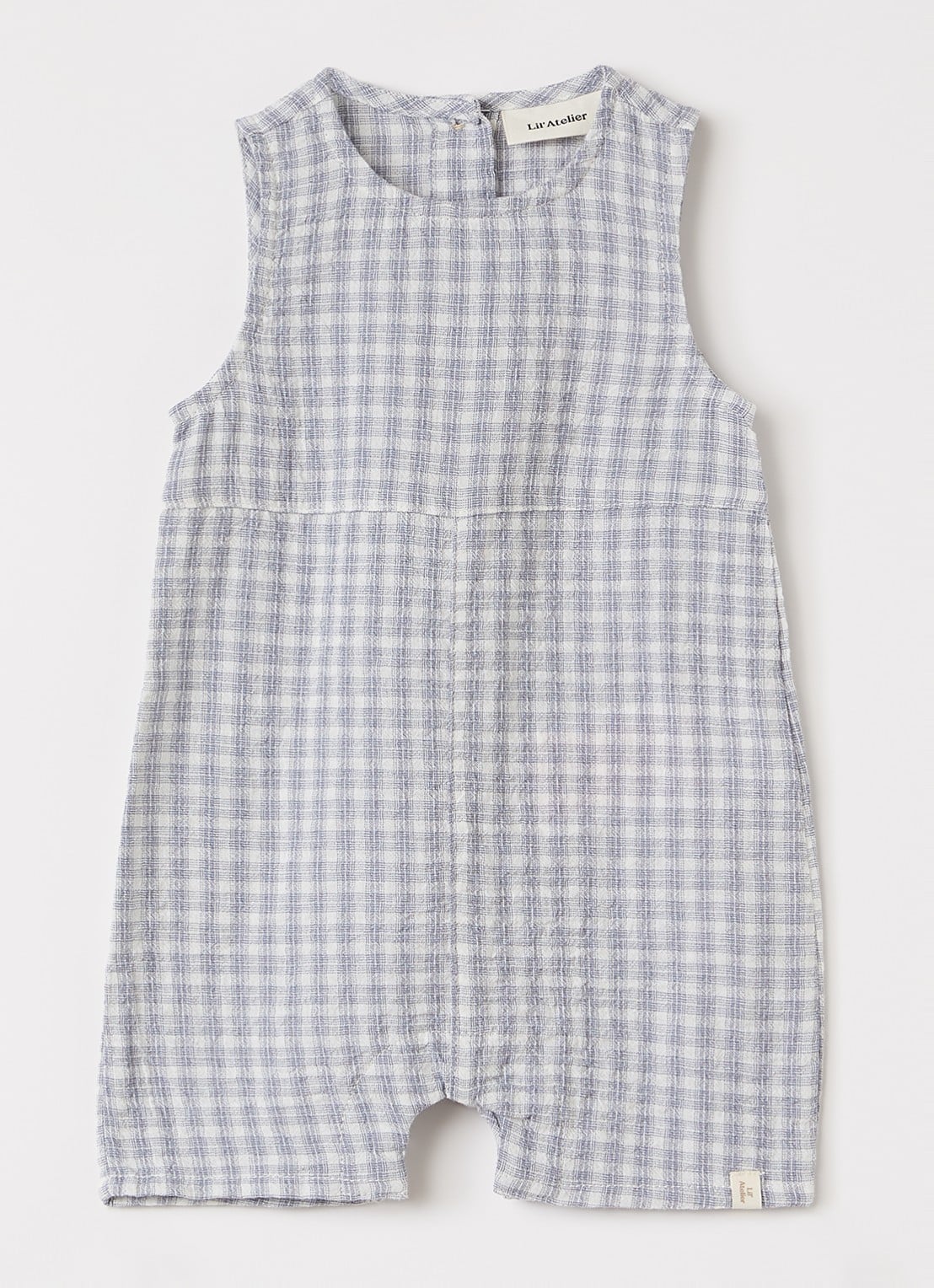 Lil 'Atelier Playsuit met ruitdessin - voorkant staalblauw