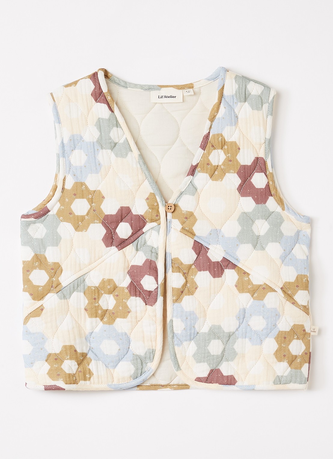 Lil 'Atelier Talia gilet met bloemenprint - voorkant creme