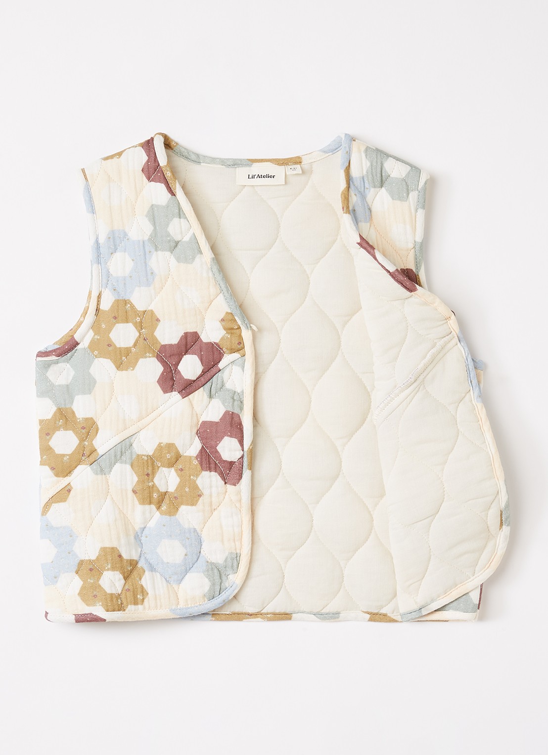 Lil 'Atelier Talia gilet met bloemenprint - voorkant 2 creme