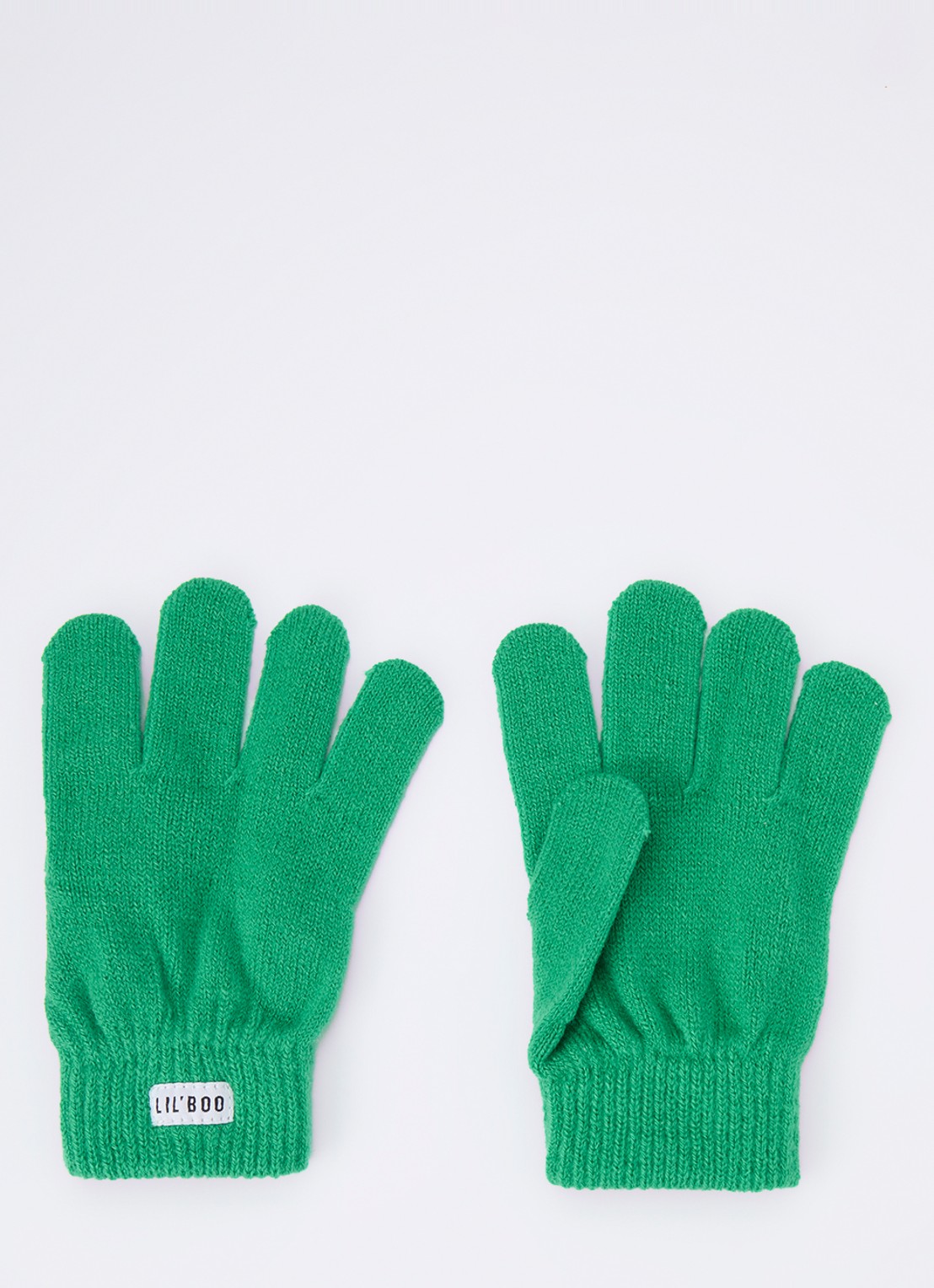 Lil' Boo Fijngebreide handschoenen met logo - voorkant groen