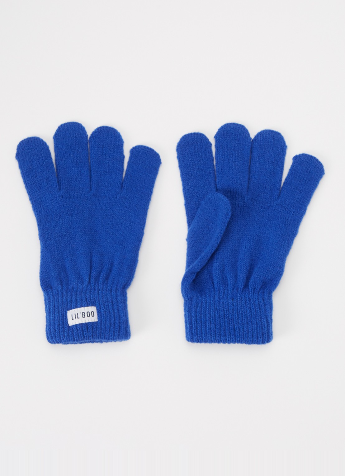 Lil' Boo Fijngebreide handschoenen met logo - voorkant kobaltblauw