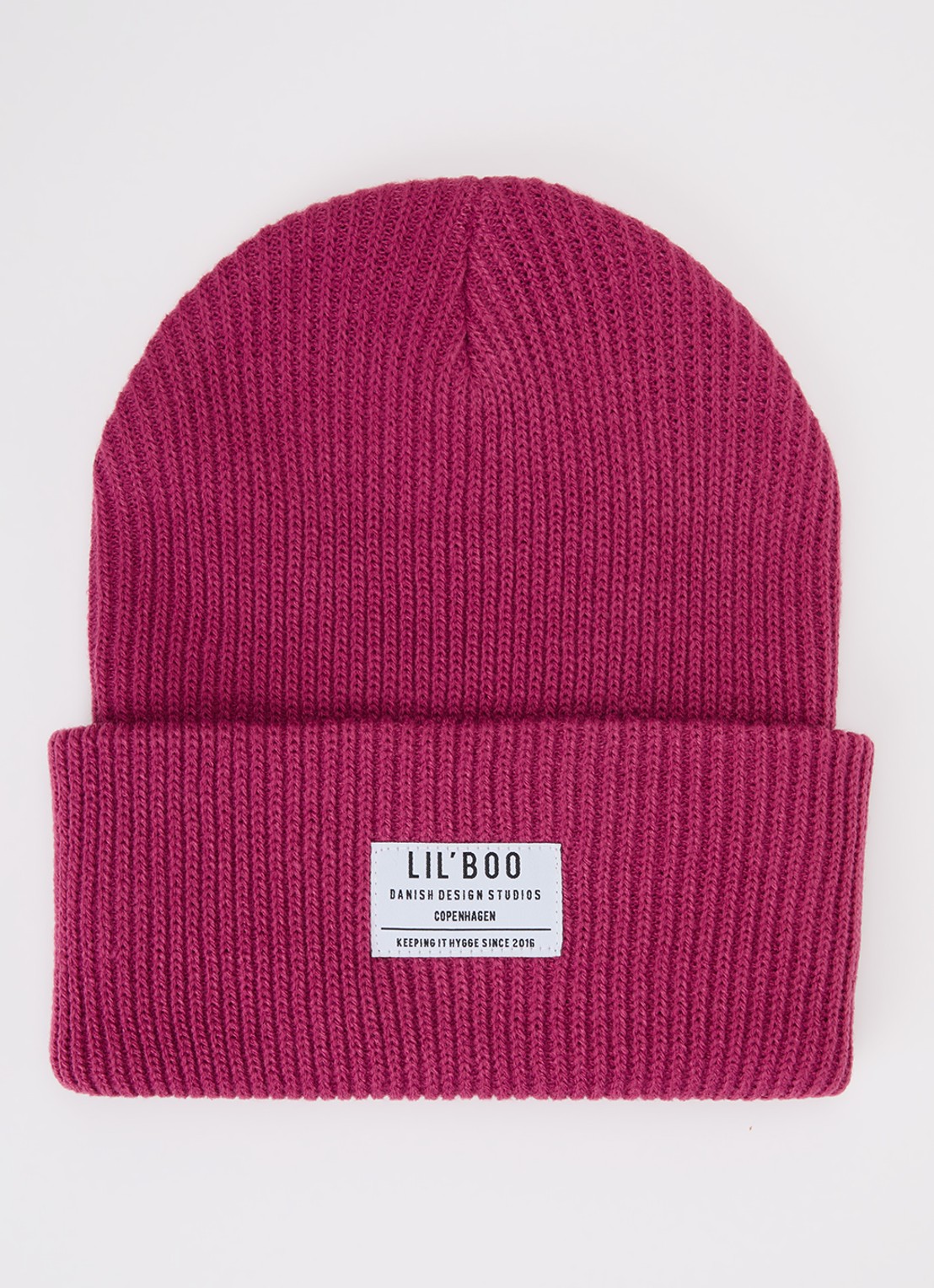 Lil' Boo Hygge grofgebreide muts met logo - voorkant paars