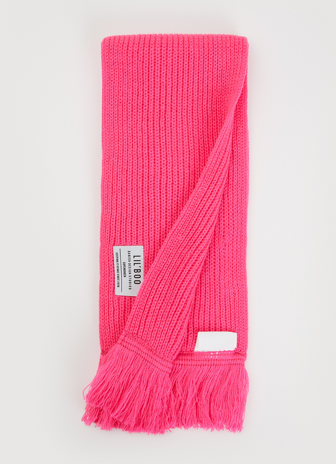 Lil' Boo Hygge grofgebreide sjaal met logo - voorkant fuchsia