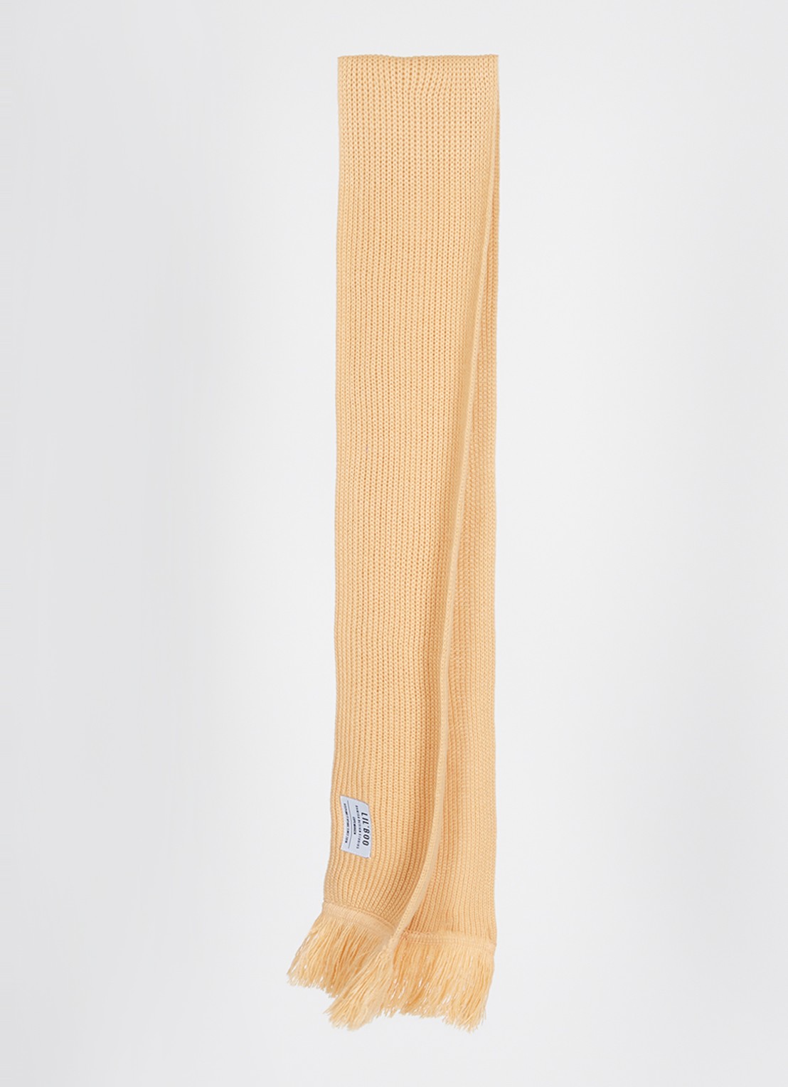 Lil' Boo Hygge grofgebreide sjaal met logo - detail 2 camel
