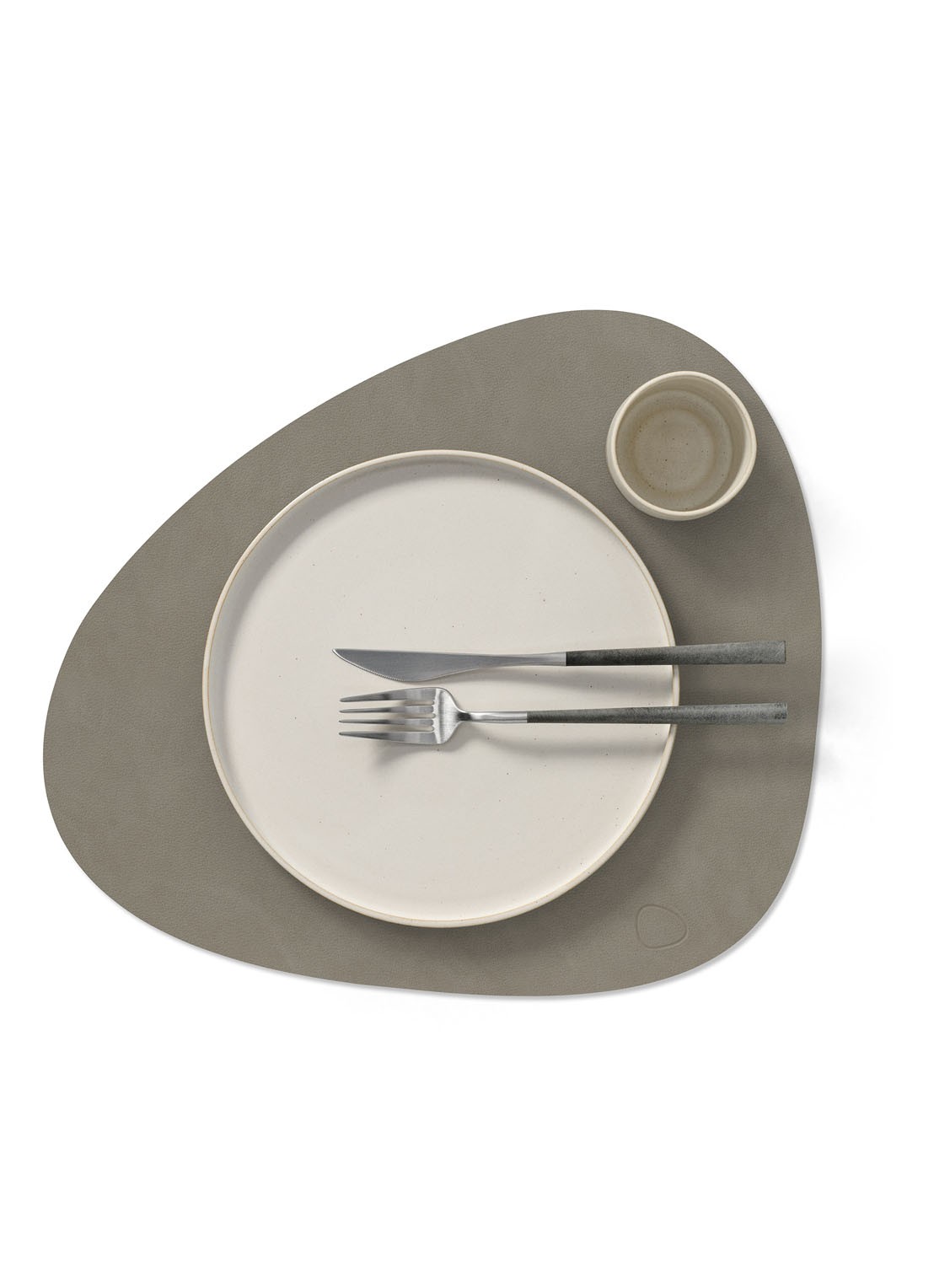 LIND DNA Curve placemat van  leer 37 x 44 cm - voorkant 2 grijs