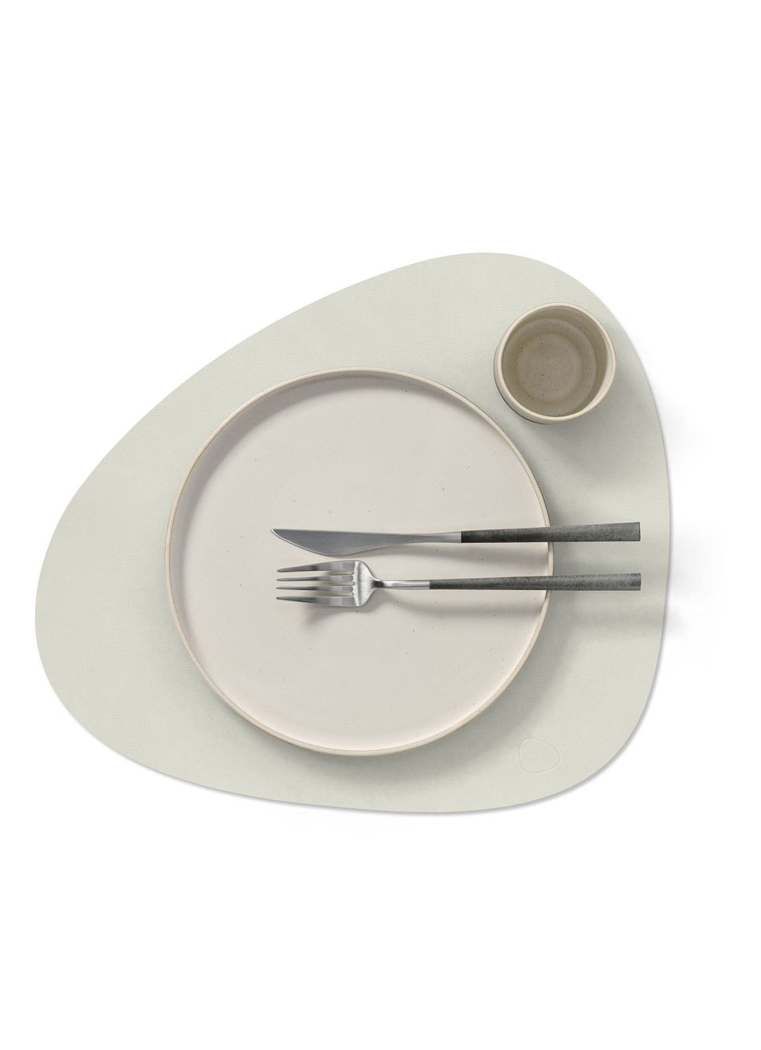 LIND DNA Curve placemat van  leer 37 x 44 cm - voorkant 2 lichtgrijs