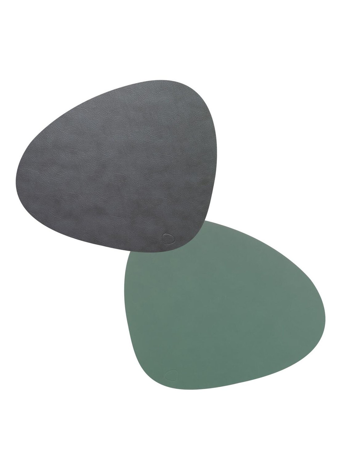 LIND DNA Curve reversible placemat van leer 37 x 44 cm - voorkant 5 grijs
