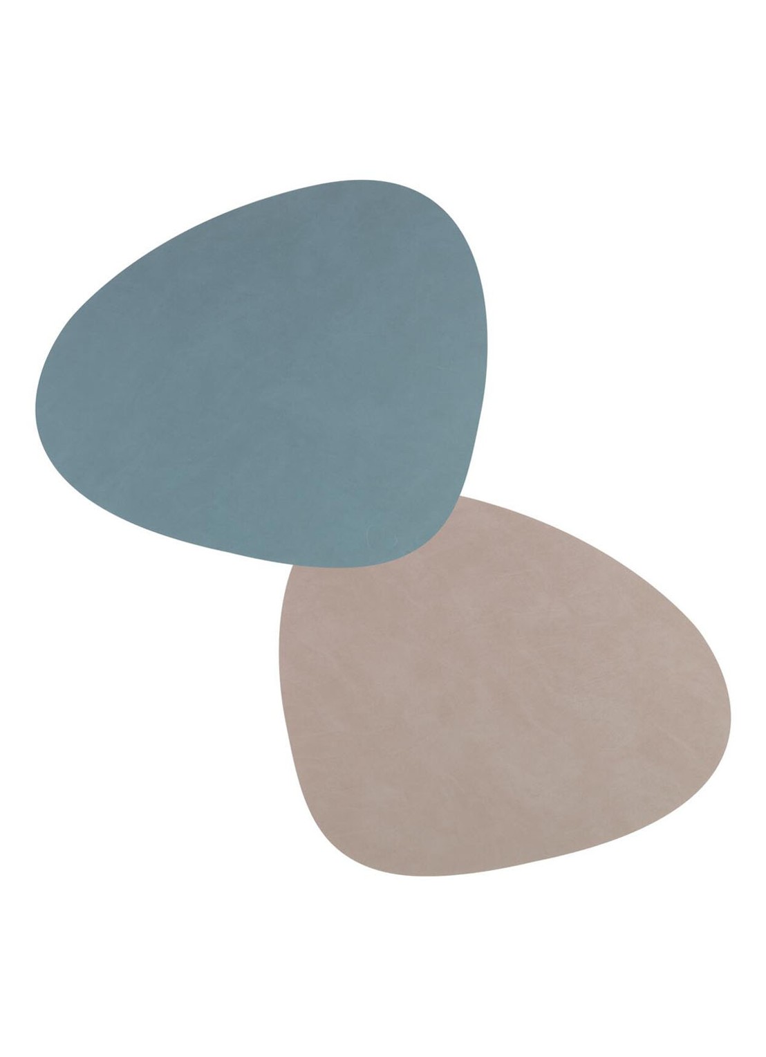 LIND DNA Curve reversible placemat van leer 37 x 44 cm - voorkant lichtblauw