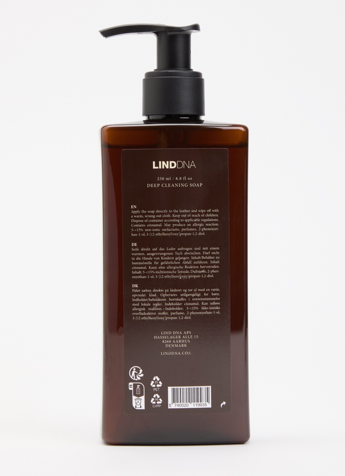 LIND DNA Deep Cleaning zeep 250 ml - voorkant 3 beige