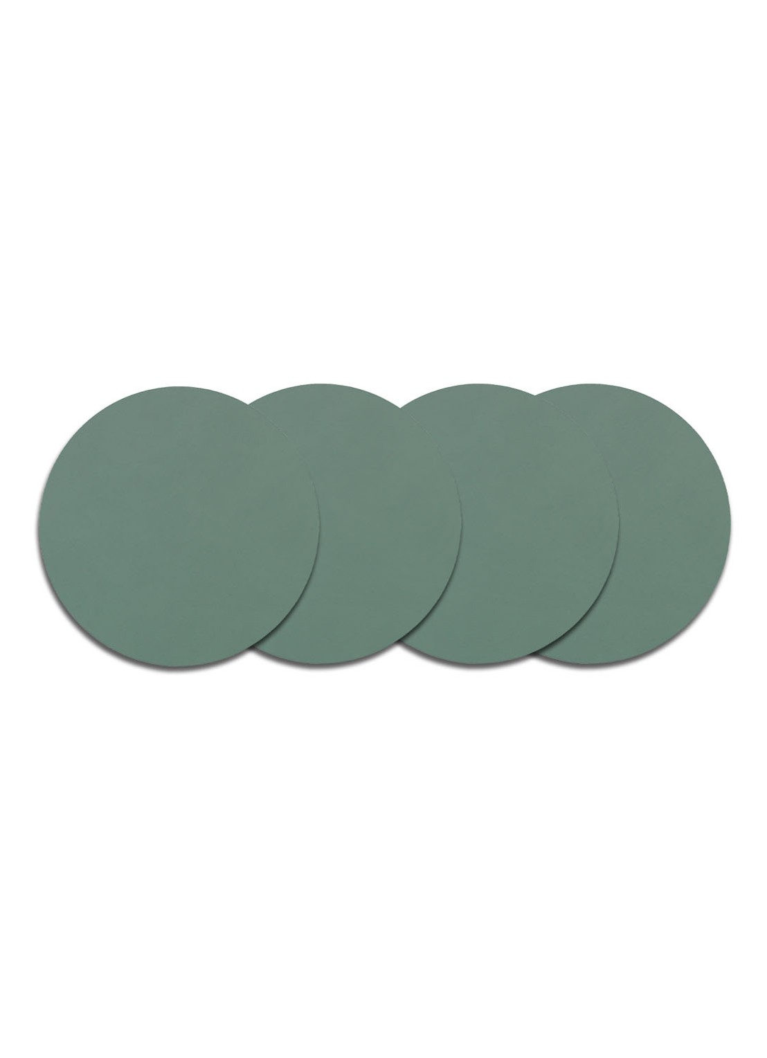 LIND DNA Glass Mat Circle onderzetter van leer set van 4 - voorkant zeegroen