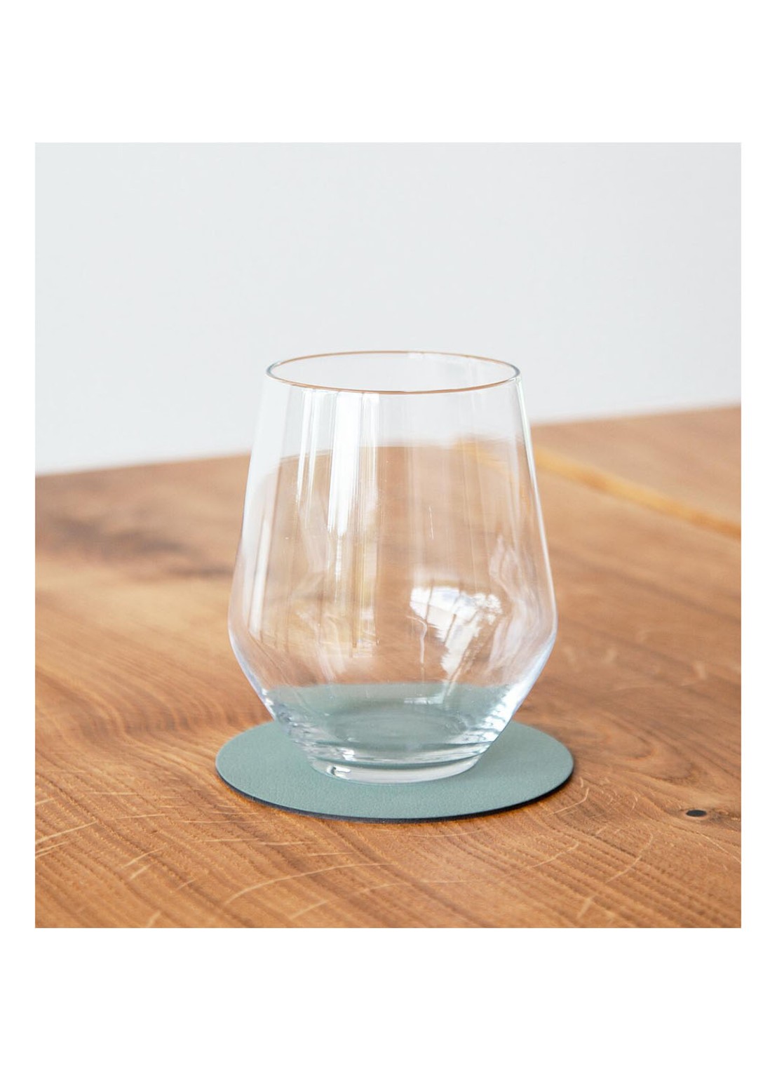 LIND DNA Glass Mat Circle onderzetter van leer set van 4 - voorkant 2 zeegroen