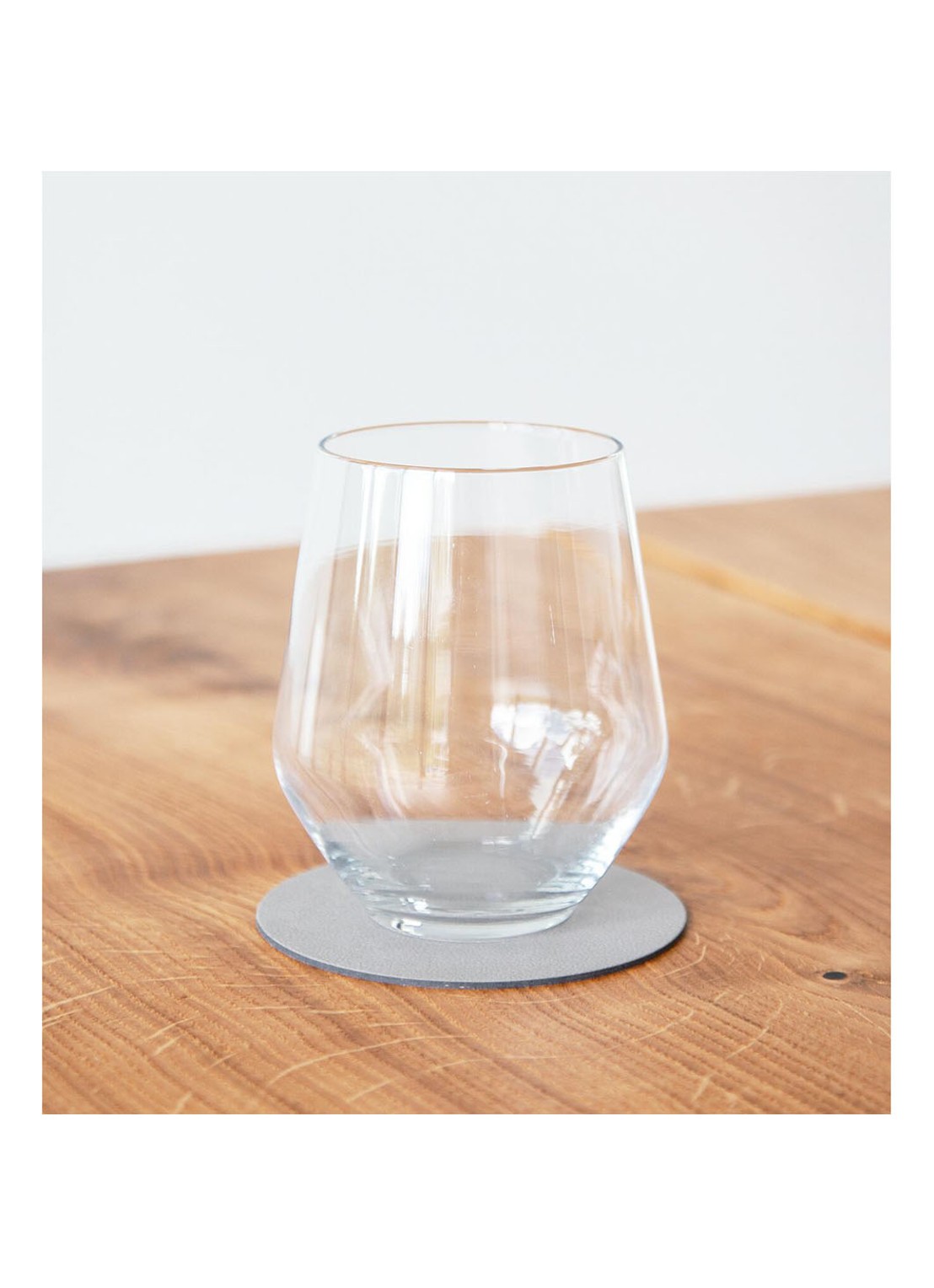 LIND DNA Glass Mat Circle onderzetter van leer set van 4 - voorkant 3 grijs