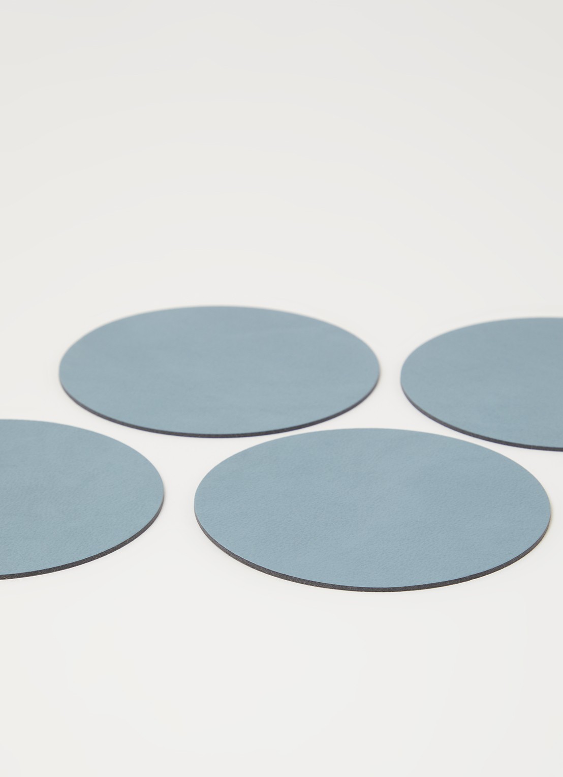 LIND DNA Glass Mat Circle onderzetter van leer set van 4 - detail blauw