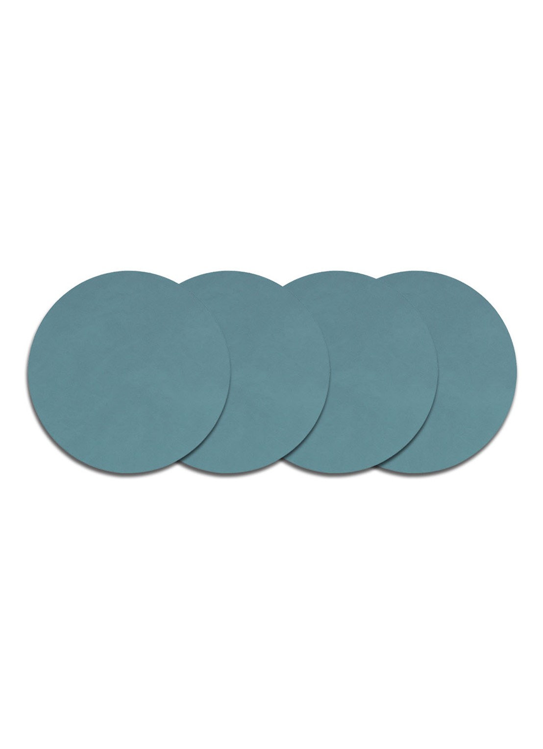 LIND DNA Glass Mat Circle onderzetter van leer set van 4 - voorkant 2 blauw