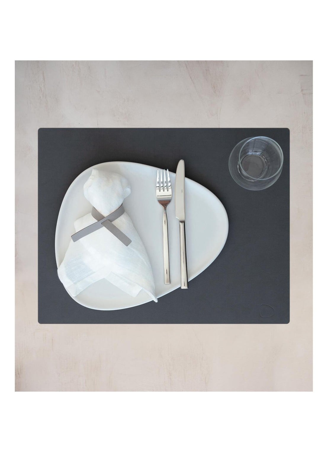 LIND DNA Table Mat placemat van leer 35 x 45 cm - voorkant 2 antraciet
