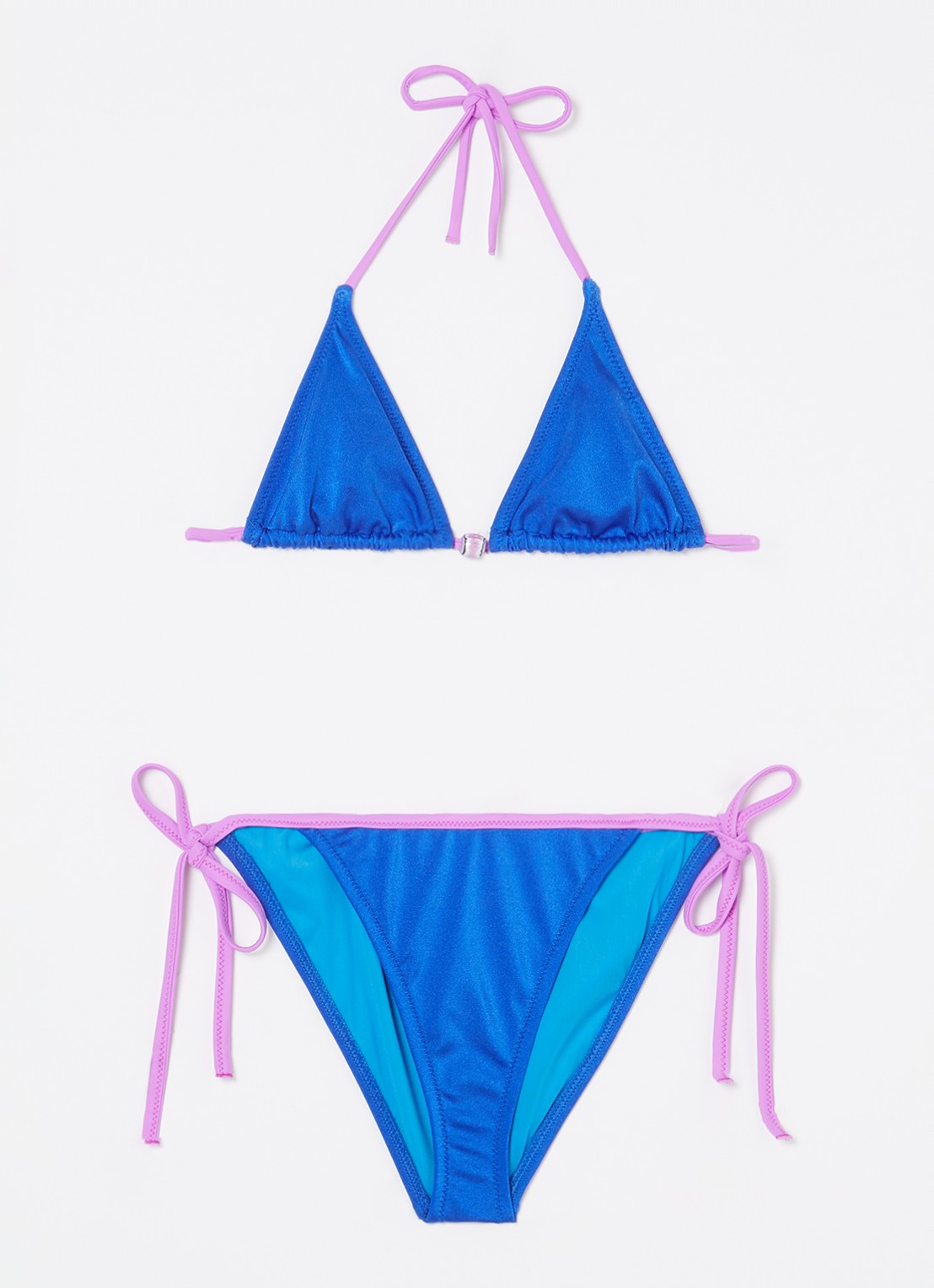 Lison Paris Bermudes bikini met glanzende finish - voorkant blauw