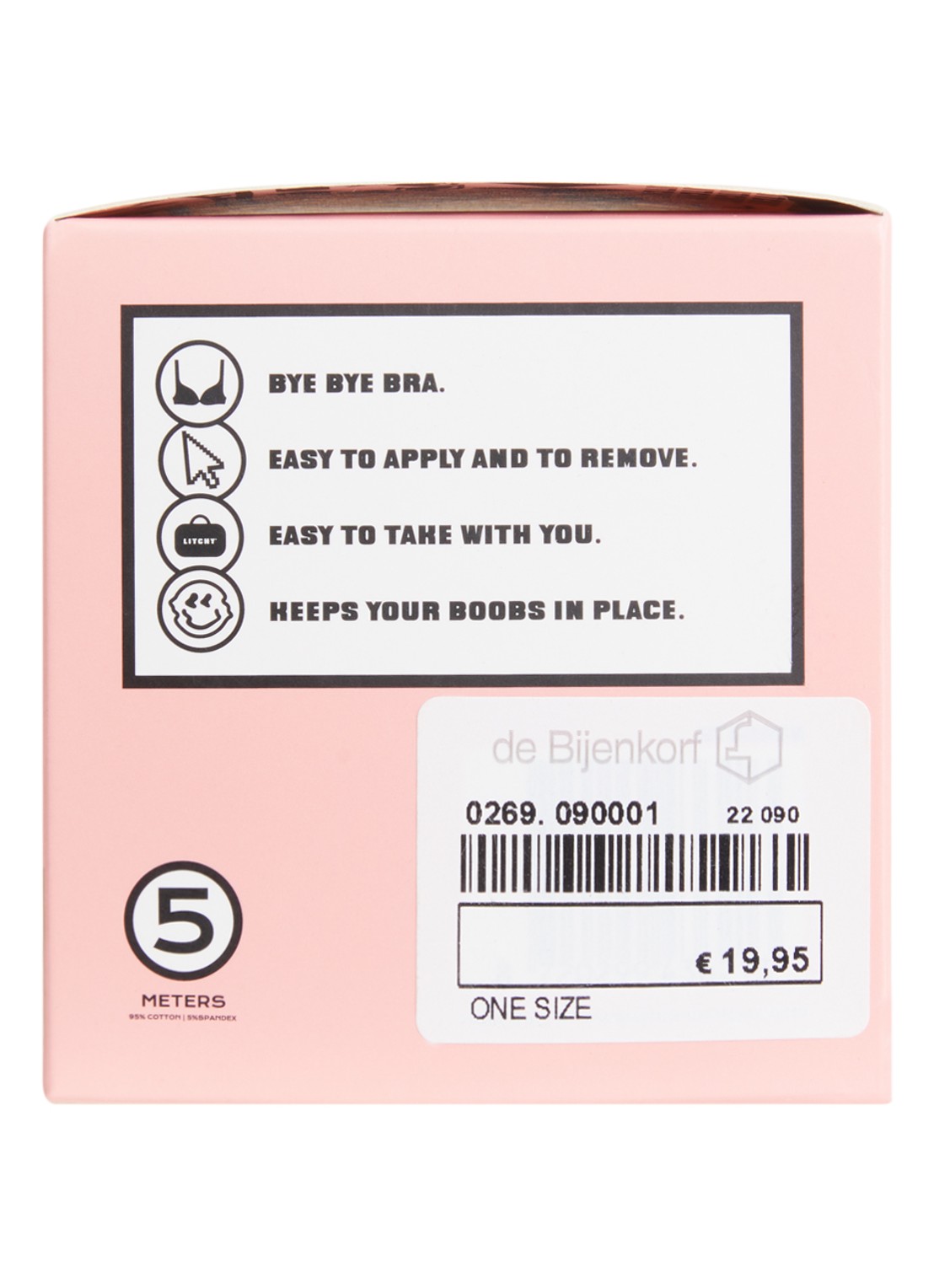 Litchy Boob tape 5 meter - achterkant beige