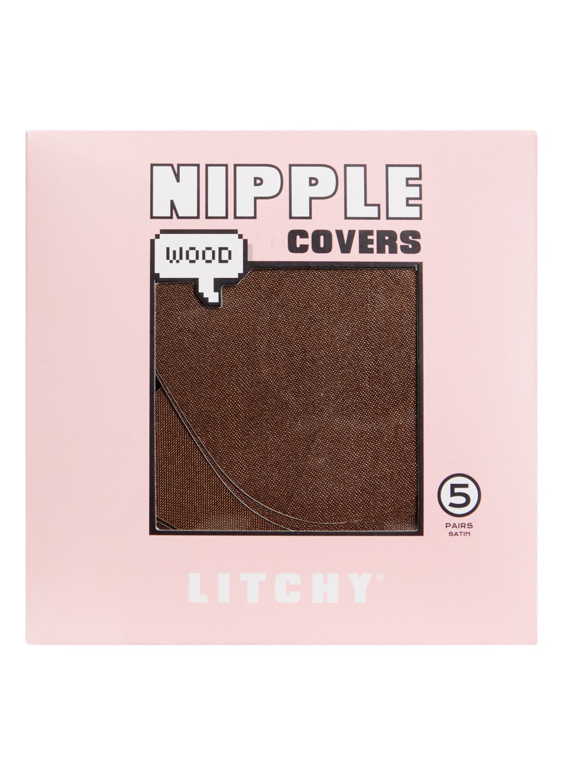 Litchy Nipple Cover tepelplakker in 5-pack  - voorkant 2 donkerbruin