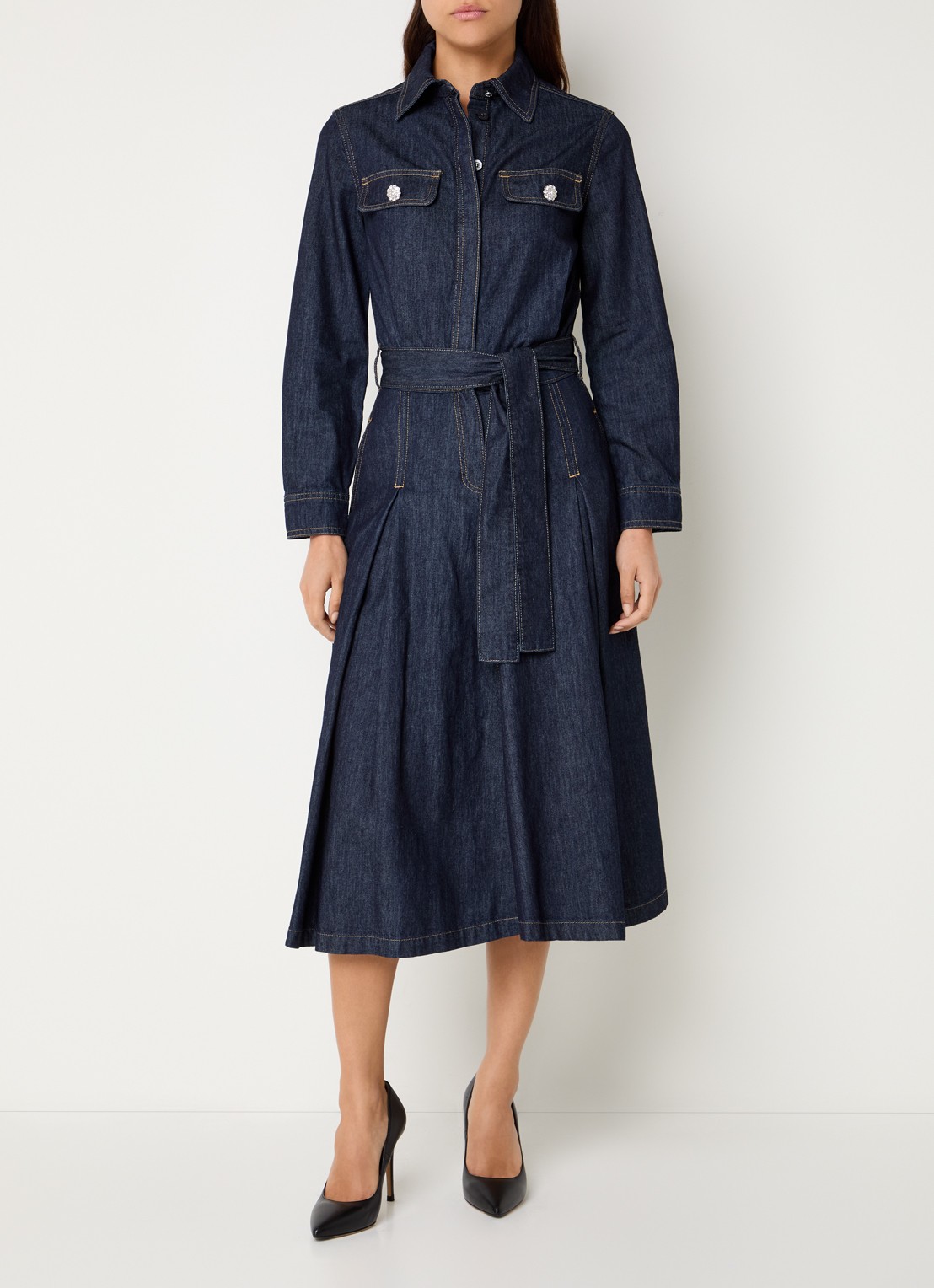 Liu Jo Abito midi denim tuniekjurk met plooidetail - detail 4 indigo