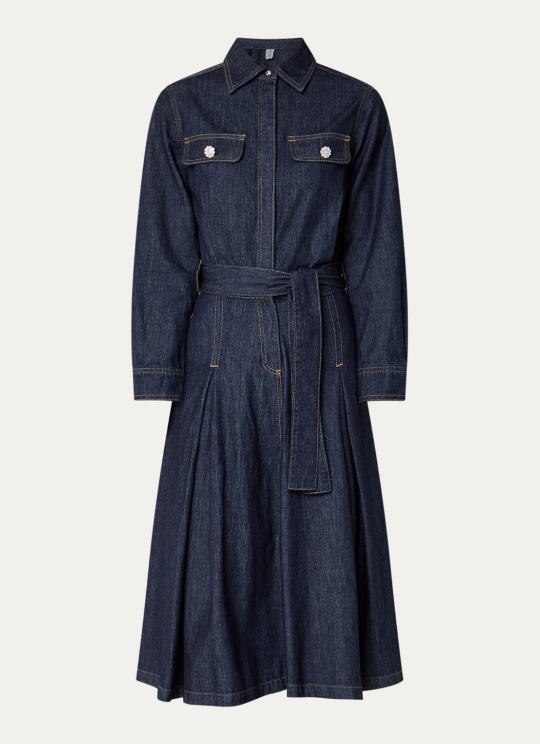 Liu Jo Abito midi denim tuniekjurk met plooidetail - voorkant indigo