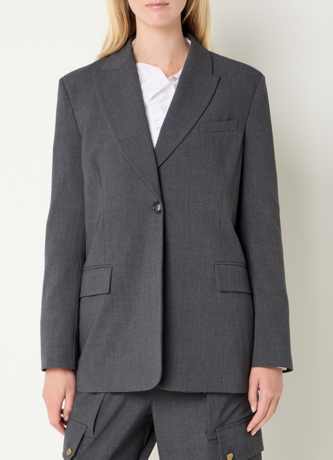 Liu Jo Blazer met klepzakken - detail 2 donkergrijs
