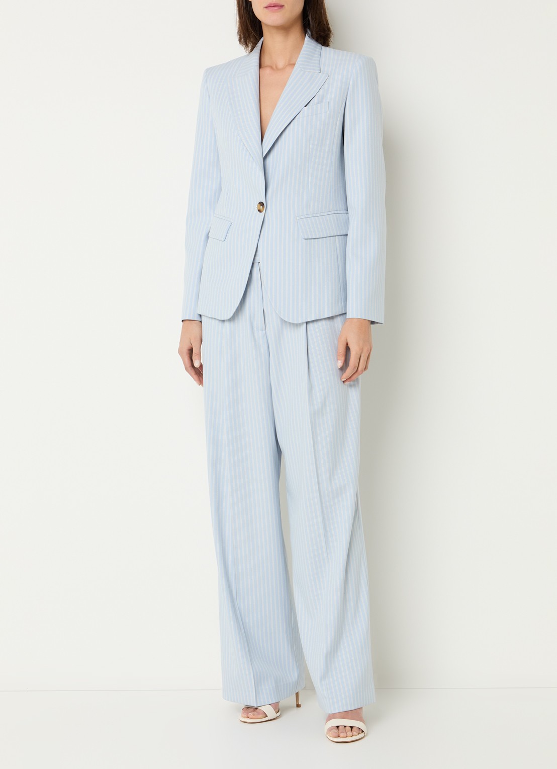 Liu Jo Blazer met lurex en schoudervulling - voorkant 3 lichtblauw