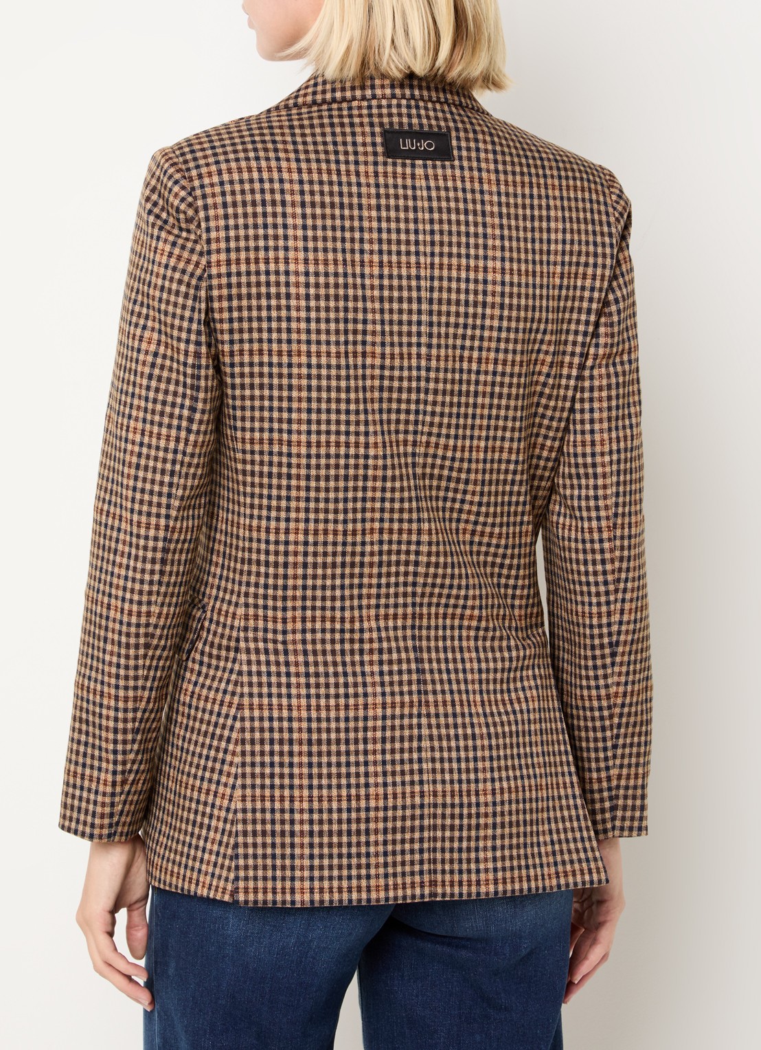 Liu Jo Blazer met ruitdessin en lurex - achterkant 2 camel
