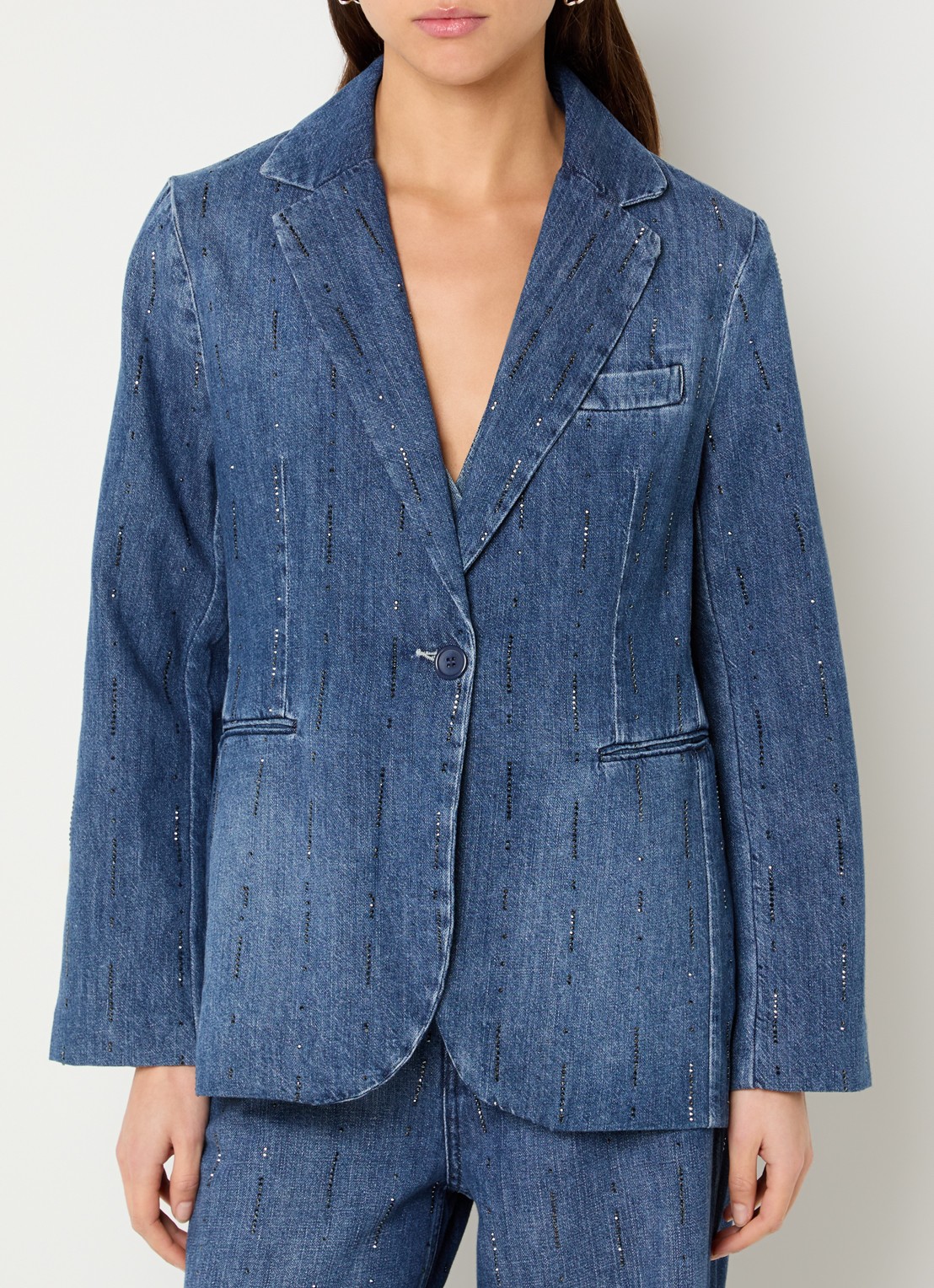 Liu Jo Blazer van denim met strass - detail 4 indigo