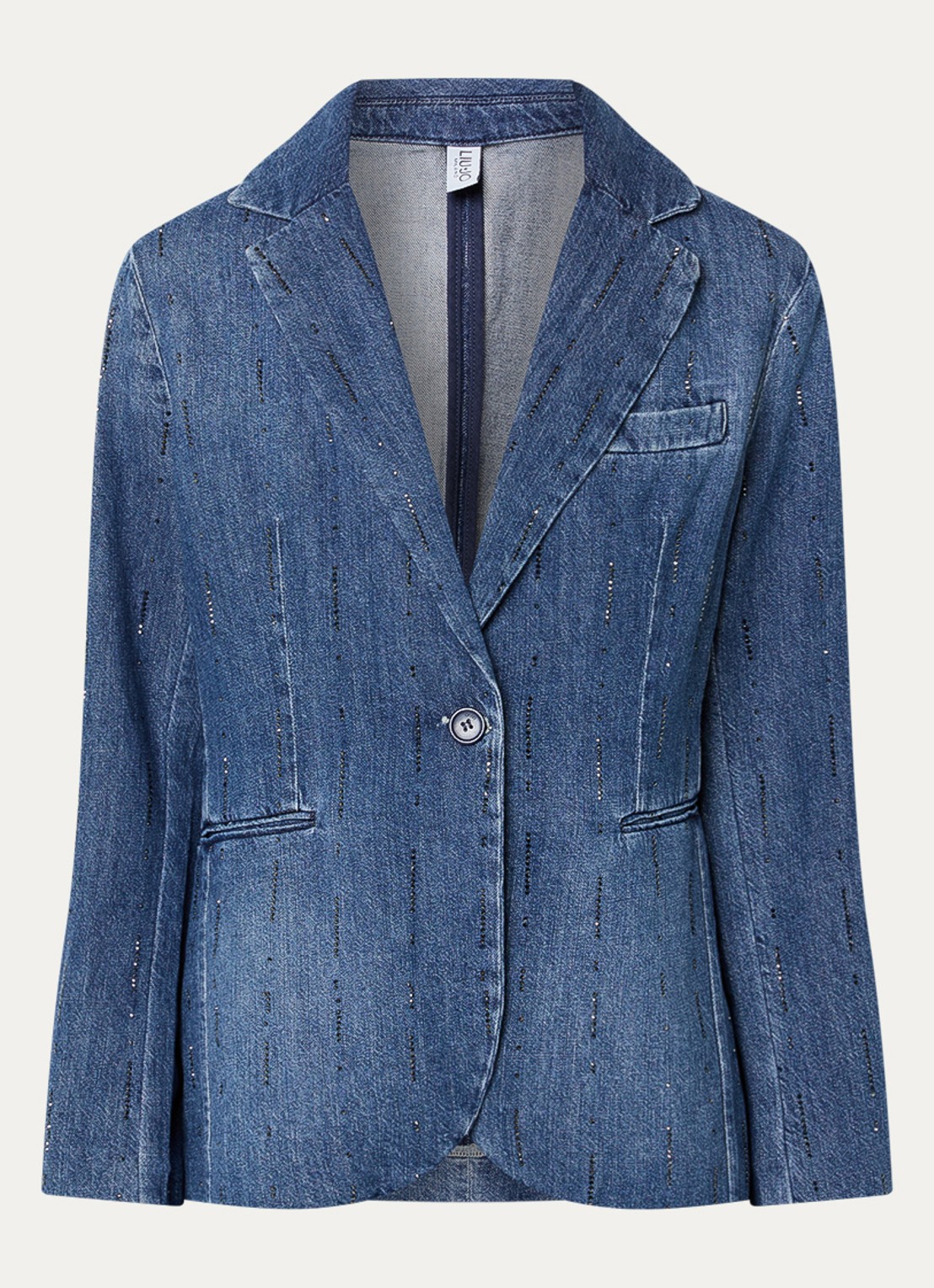 Liu Jo Blazer van denim met strass - voorkant indigo