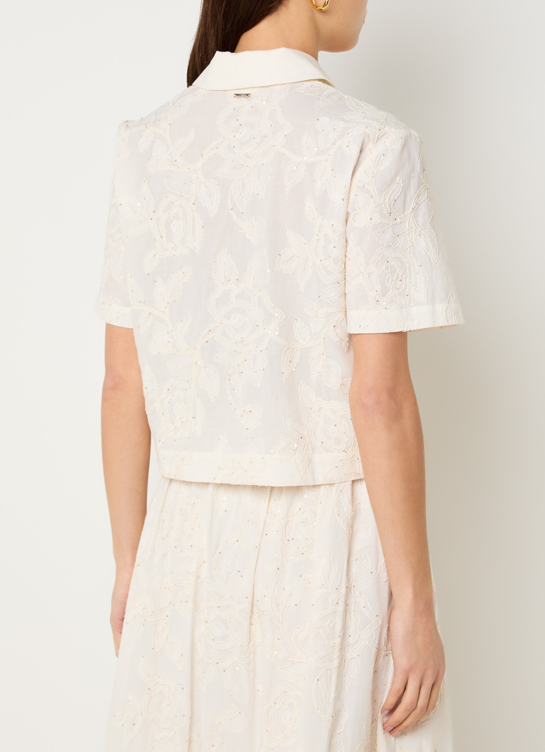 Liu Jo Blouse met bloemborduring - achterkant creme