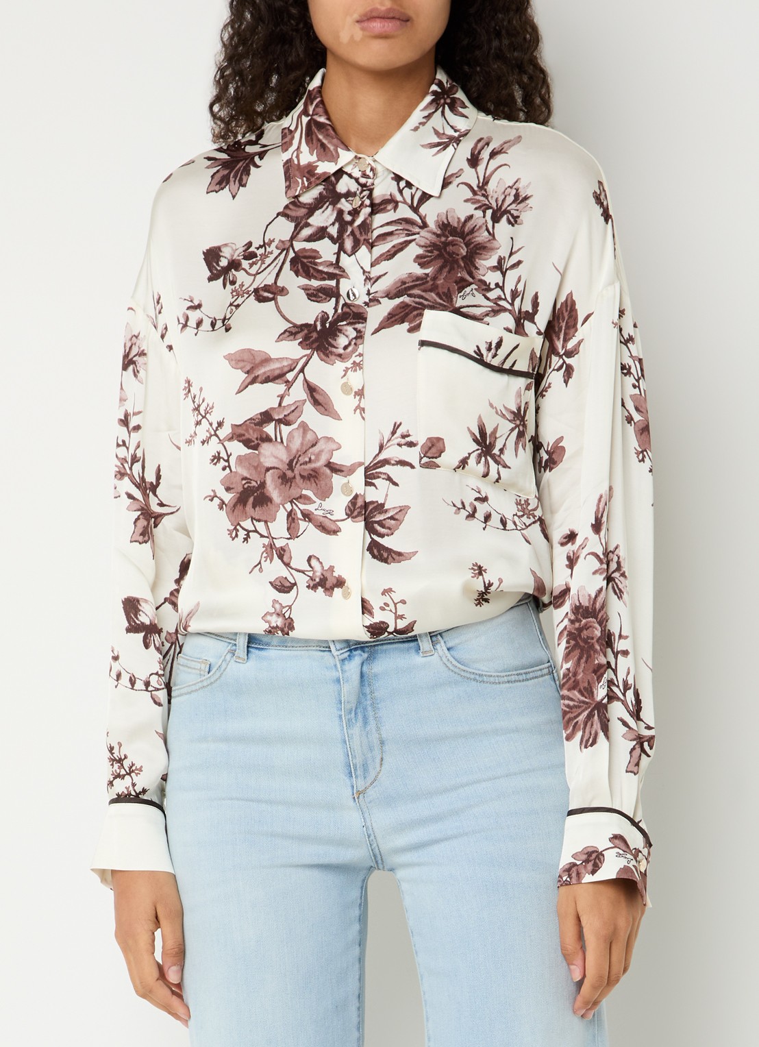 Liu Jo Blouse met bloemenprint - detail creme