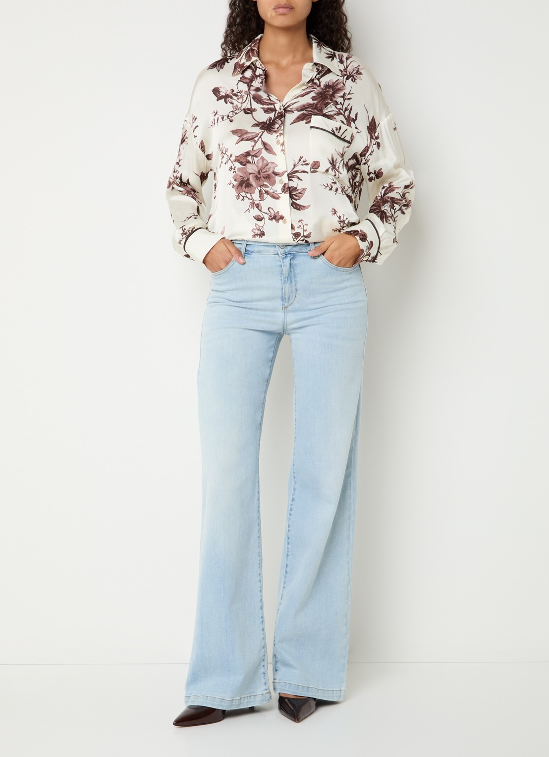 Liu Jo Blouse met bloemenprint - voorkant 4 creme