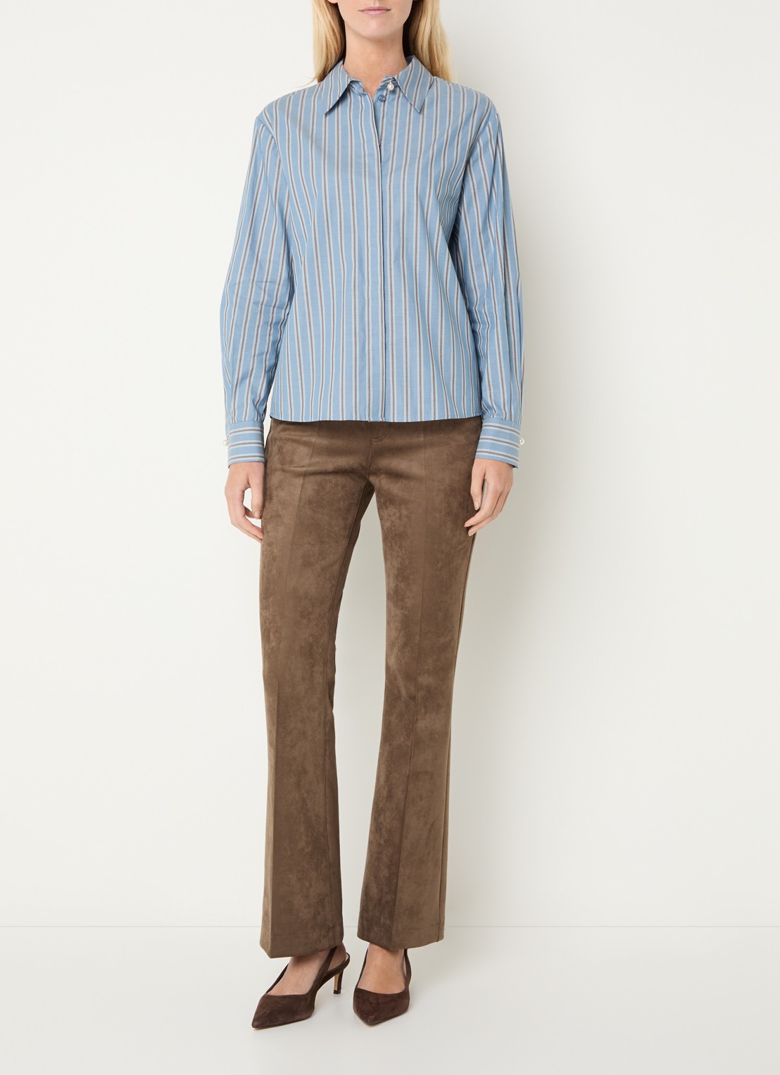 Liu Jo Blouse met details van kant en rugdecolleté - voorkant 3 staalblauw