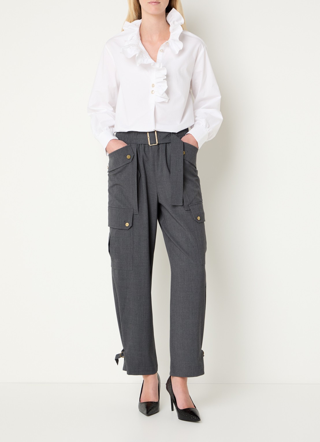 Liu Jo Blouse met opstaande kraag - voorkant 2 wit