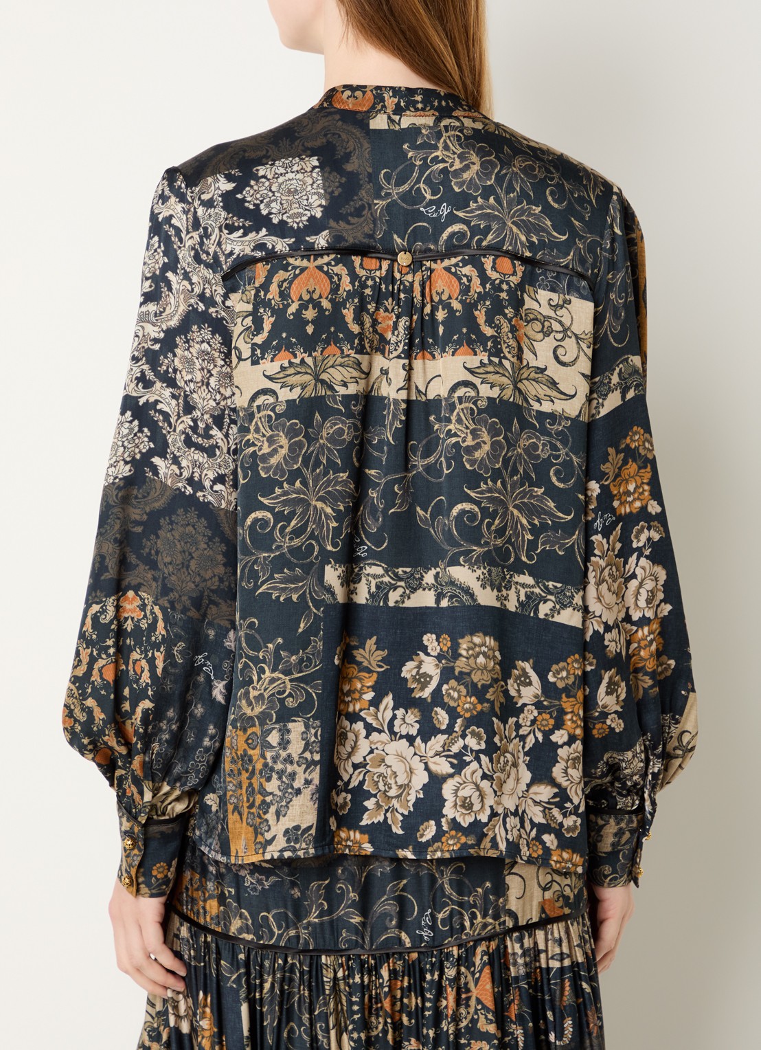 Liu Jo Blouse met print en ballonmouw - achterkant 4 donkerblauw