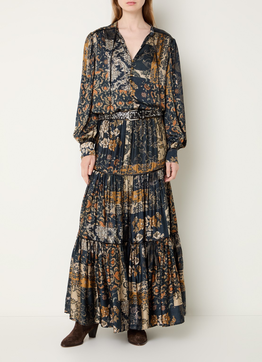 Liu Jo Blouse met print en ballonmouw - voorkant 2 donkerblauw
