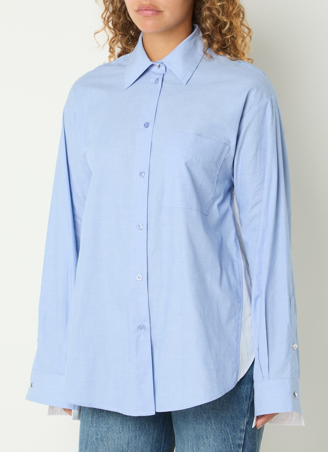 Liu Jo Blouse met split - detail 2 staalblauw
