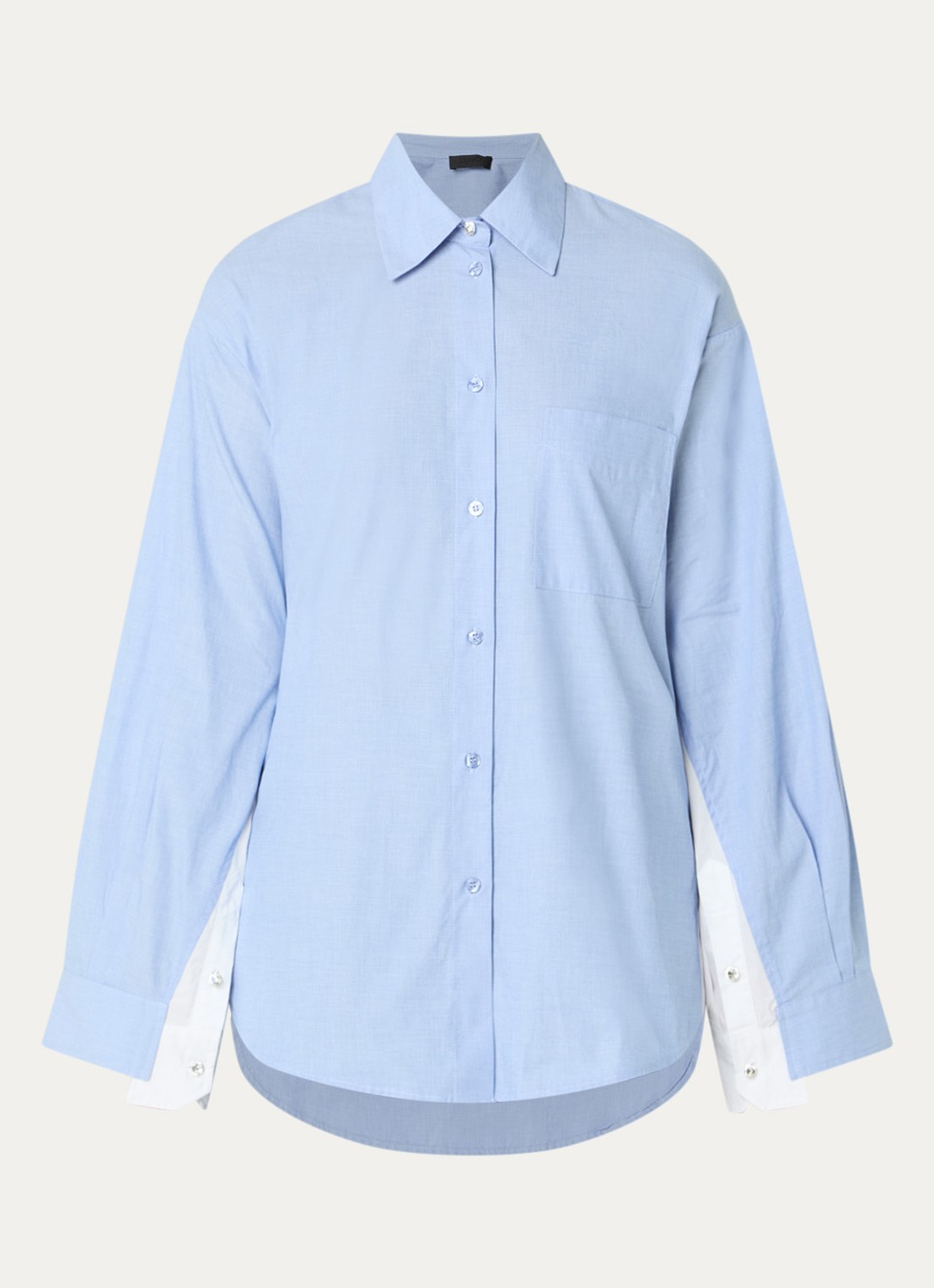 Liu Jo Blouse met split - voorkant 3 staalblauw