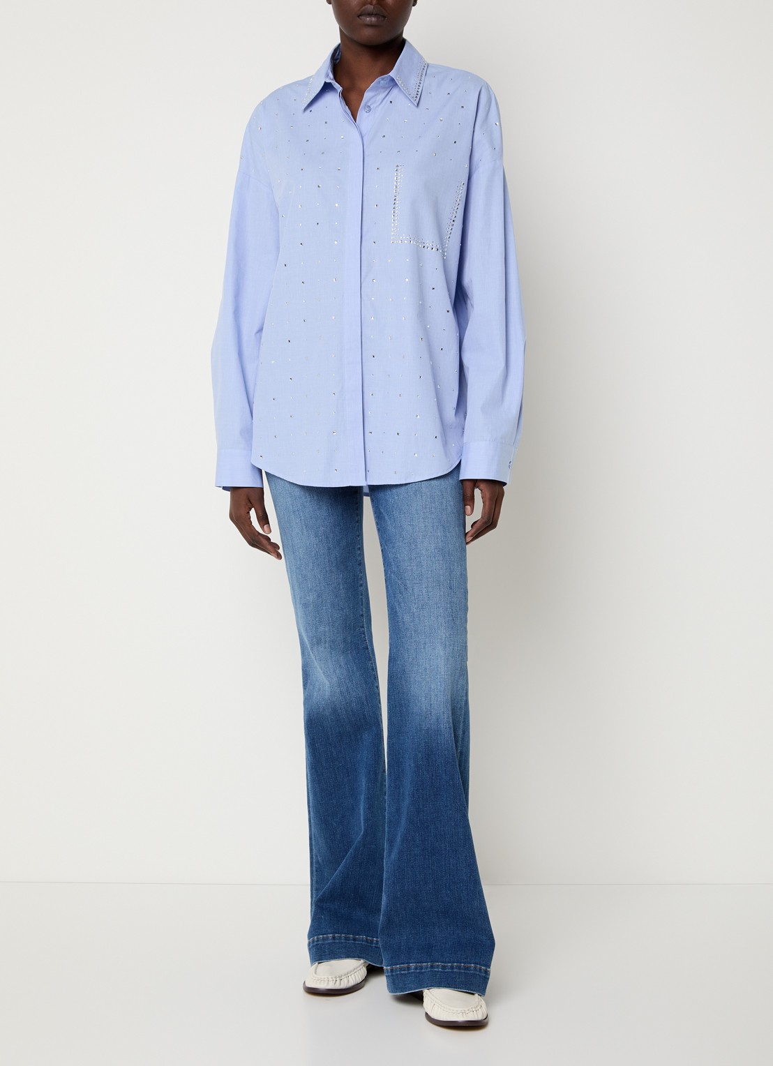Liu Jo Blouse met strass - voorkant 2 lichtblauw